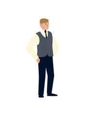 businessman character cartoon icon flat isolated design