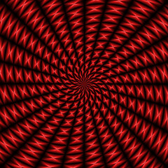 Spiral Rays in Red and Black   A digital fractal work with a spiral ray design in black and red. - 408179242