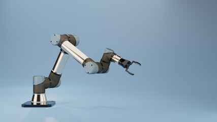 Robot arm concept on blue background,3d rendering.