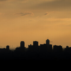 city silhouette at sunrise