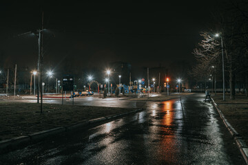 Beautiful city at night. Night streets of a big city.