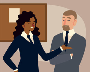 business people, businessman and businessowoman characters talking