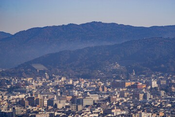 Fototapeta na wymiar Aerial view of Kyoto downtown cityscape
