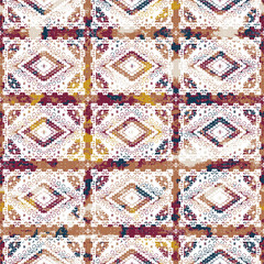 Geometric kilim ikat pattern with grunge texture
