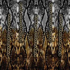 leopard fur texture, snake skin pattern with golden chain design