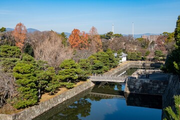 Sunny exterior view of the historical Nijo Castle