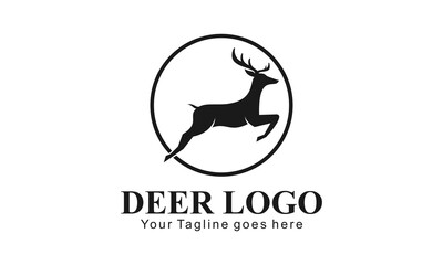 Running deer illustration vector logo