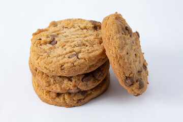 Vanilla cookies with chocolate tastes, isolated on white background