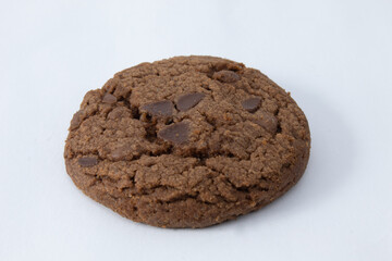 Delicious homemade chocolate chip cookie isolated on white background