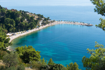 View of Kasjuni Beach from Marjan Hill Trail in Split, Croatia
