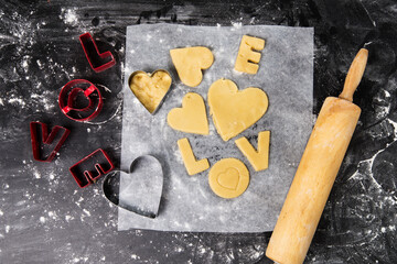 Valentine's day baked goods and cookie cutter