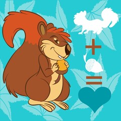Illustration vector squirrel in cartoon style for fashion design or other products.