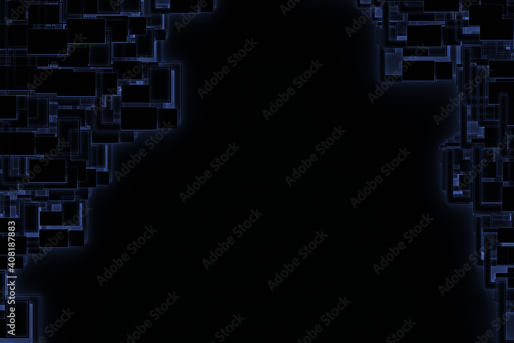 Poster futuristic complex structure frame abstract dark blue future concept background.3d illustration and 