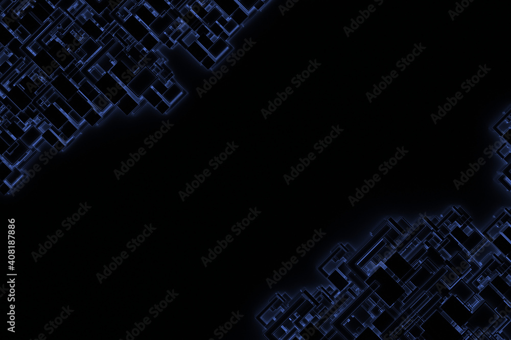 Poster futuristic complex structure frame abstract dark blue future concept background.3d illustration and 