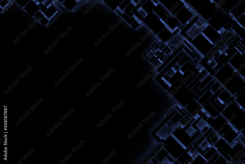Poster futuristic complex structure frame abstract dark blue future concept background.3d illustration and 