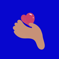 Heart in hand. Charity, donation symbol. Volunteer sign