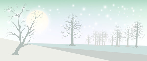 landscape background with winter tree