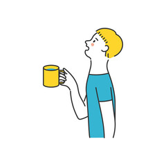 Boy gargling with a cup