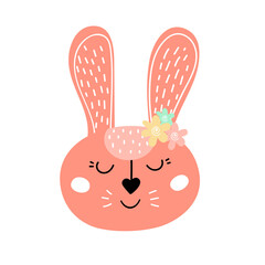  Cute Easter bunny. Easter rabbit. Design for Easter. stickers, postcards. Flat cartoon vector illustration