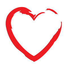 Brush heart red. Sketch brush heart red for banner design. Grunge texture. Stock image. EPS 10.