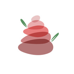 Spa icon, stack of flat stones with leaves