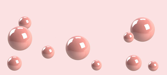 Pink sphere ball on pink background, 3d shape, 3d illustration