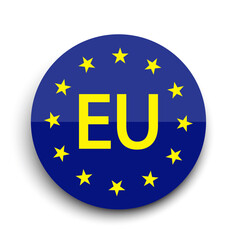 Euro union blue round button. Button eu, great design for any purposes. Stock image. EPS 10.