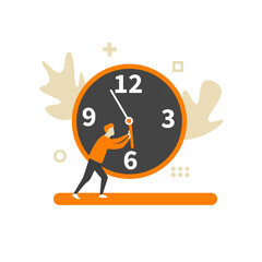 Deadline concept. Man stopping  hands of clock