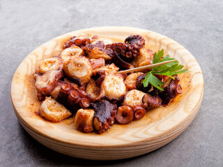 cooked tentacle of an octopus, pulpo a la gallega