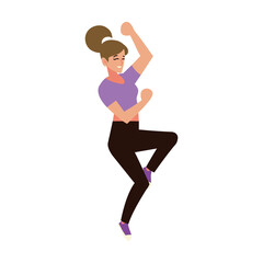 happy woman character celebrating, white background