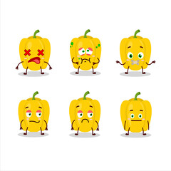 Yellow pepper cartoon character with nope expression