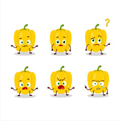Cartoon character of yellow pepper with what expression