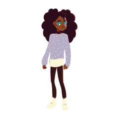 afro american girl character youth culture clothes, vector design