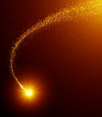 gold curve twirl  star dust trail particle magic light background