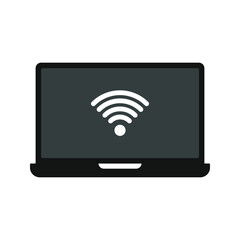 Laptop with wifi icon isolated. Notebook screen template.  Vector illustration