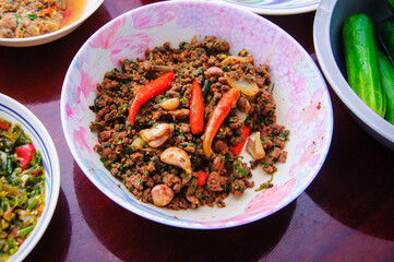 thai spicy salad with vegetables