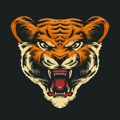 The Tiger Head Vector Illustration