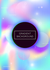 Liquid shapes background with dynamic fluid. Holographic bauhaus gradient with memphis elements. Graphic template for brochure, banner, wallpaper, mobile screen. Stylish liquid shapes background.