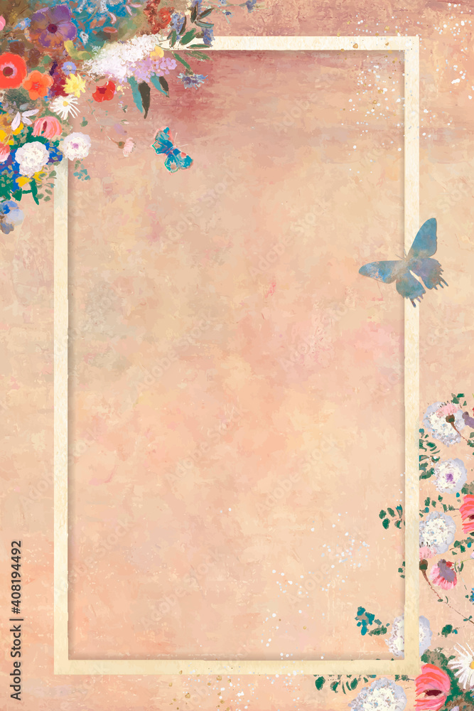 Aufkleber gold frame with colorful botanical patterned background vector