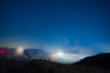 長野県　高ボッチ高原から見た諏訪湖の夜景　諏訪・岡谷
