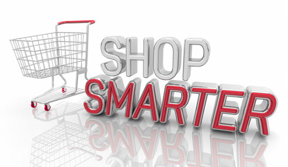 Shop Smarter Find Discount Sale Best Price Shopping Cart 3d Illustration