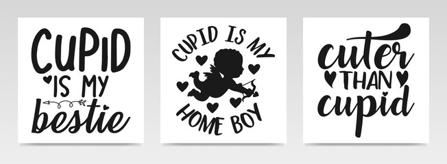 Obraz premium Valentine Quotes Letter Typography Set Illustration.