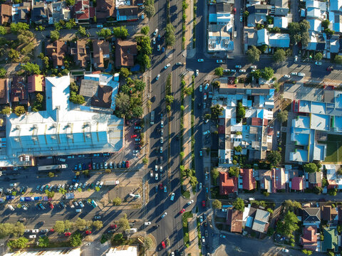 Vista aerea de centrica calle en el centro de Talca chile