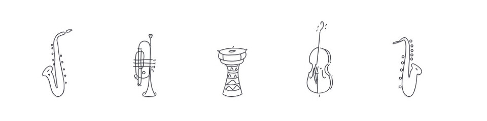 set of jazz music instruments