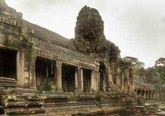  Bayon the central temple of Angkor Thom, late 12th century.It rains in the rainy season....