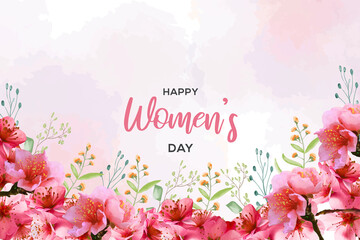 Fototapeta na wymiar Happy women's day with watercolor style