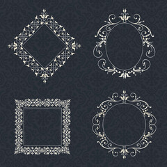 Filigree frame border vector set, remix from The Model Book of Calligraphy Joris Hoefnagel and Georg Bocskay