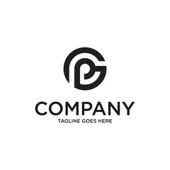 Abstract Initial Letter G and C Linked Logo. with black color isolated on white Background. Usable for Business and Branding Logos. Flat Vector Logo Design Template Element.