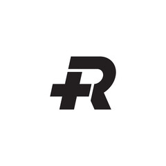 Obraz premium Abstract Initial Letter R and Plus Linked Logo. with black color isolated on white Background. Usable for Business and Branding Logos. Flat Vector Logo Design Template Element.
