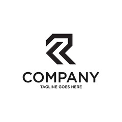 Abstract Initial Letter R and K Linked Logo. with black color isolated on white Background. Usable for Business and Branding Logos. Flat Vector Logo Design Template Element.
